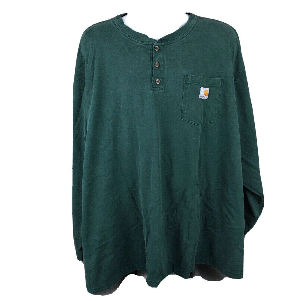 Carhartt‎ Relaxed Fit Henley Long Sleeve Pocket T- Shirt Big & Tall Size 4XL